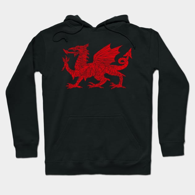 Geometric Welsh Dragon Hoodie by jonrjones